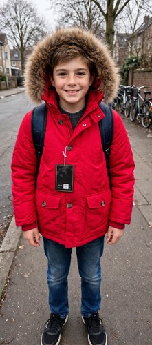 Parka ragazzo rosso con